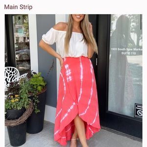 Main Strip, size small, coral tie dye high/low dress